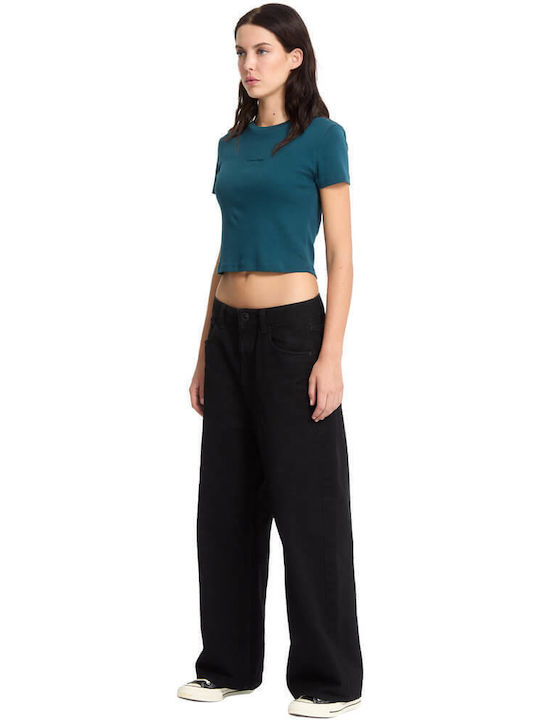 Χαμηλόμεσο Γυναικείο Jean Παντελόνι σε Baggy Γραμμή Black Combo