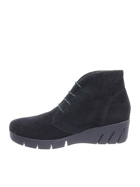 Leder Stiefeletten Damen Schwarz