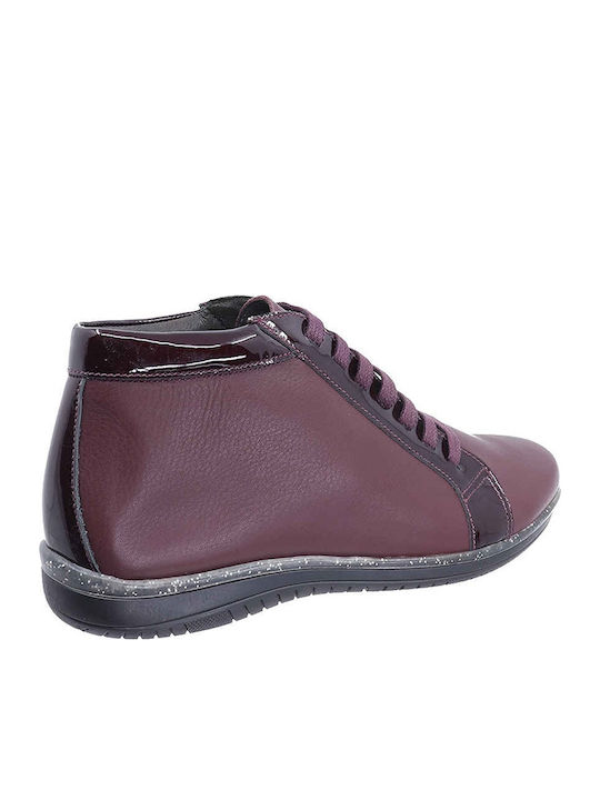 Stiefeletten Damen aus Lackleder Burgundisch