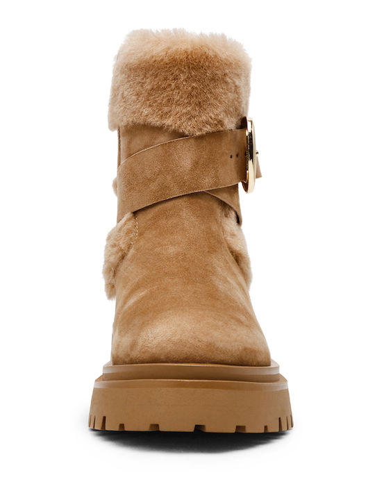 Wildleder Stiefeletten Damen Beige