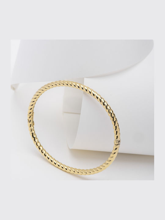 Lunaorocreations Women's Braided Handcuff Bracelet Yellow Gold 14K Small
