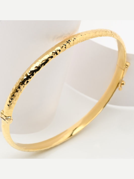 Lunaorocreations Women's Hammered Handcuff Bracelet Yellow Gold 14K Small