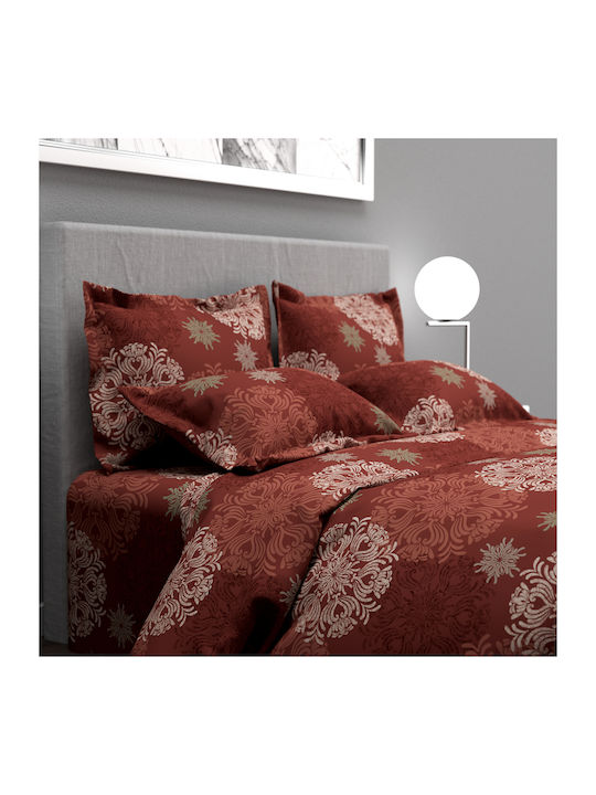 Charalambidis Textiles Duvet Cover Double 200x240 Snowflake Bordeaux