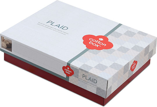 Cotton Box Σετ Παπλωματοθήκη Βαμβακερή Μονή με Μαξιλαροθήκη 160x220cm Plaid Mink