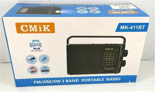 CmiK MK-011 Ραδιοφωνάκι Μπαταρίας με Bluetooth Ασημί