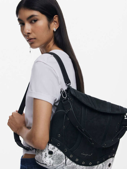 Leder Damen Handtasche Rucksack Schulter Wildleder Schwarz