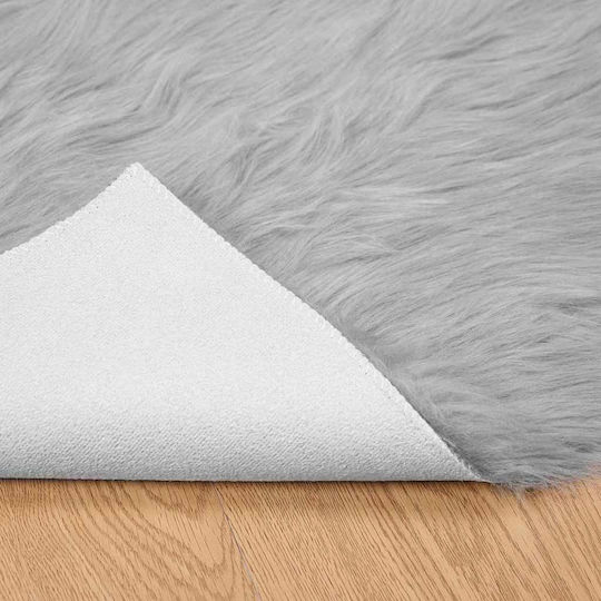 vidaXL Χαλί Τζακιού Ορθογώνιο Δερμάτινο Γκρι 240x240cm