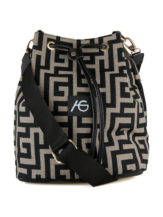 Stoff Damen Beutel Schulter Taupe Tasche-arg78446-tpblk