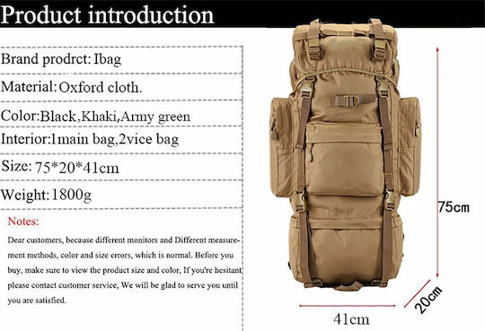 Military Backpack Backpack Black 80lt