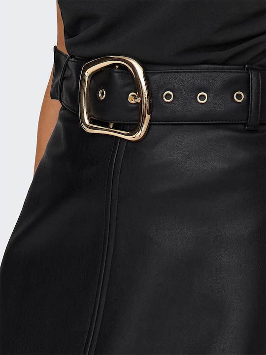 Leder Midi Rock Black