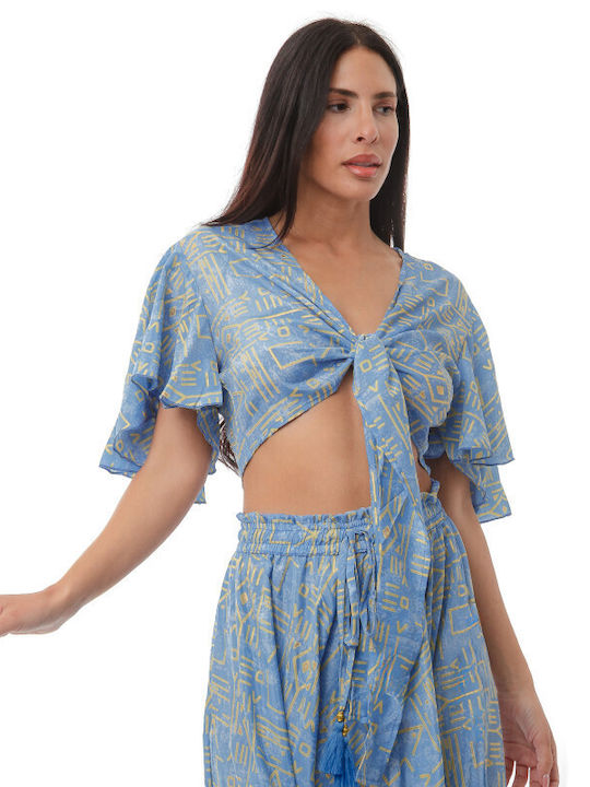 Set with Maxi Skirt Blue