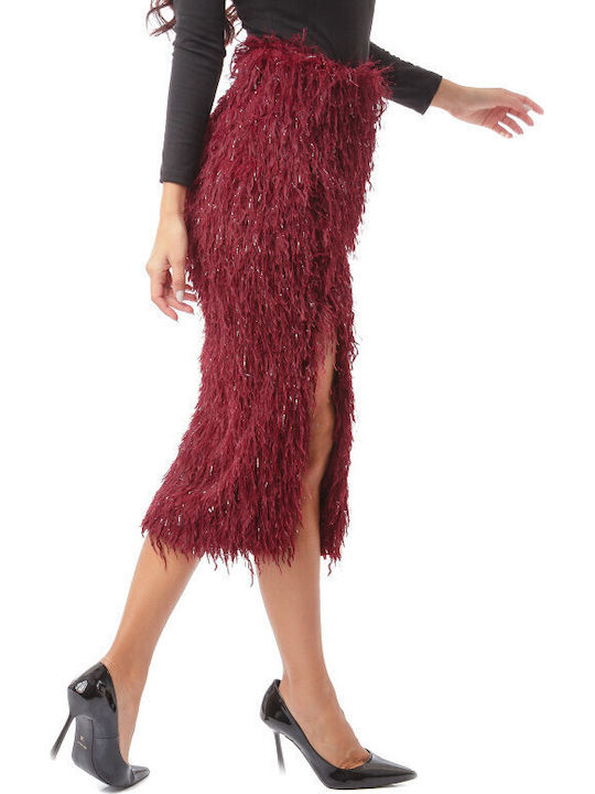 High-waisted Midi Skirt Burgundy