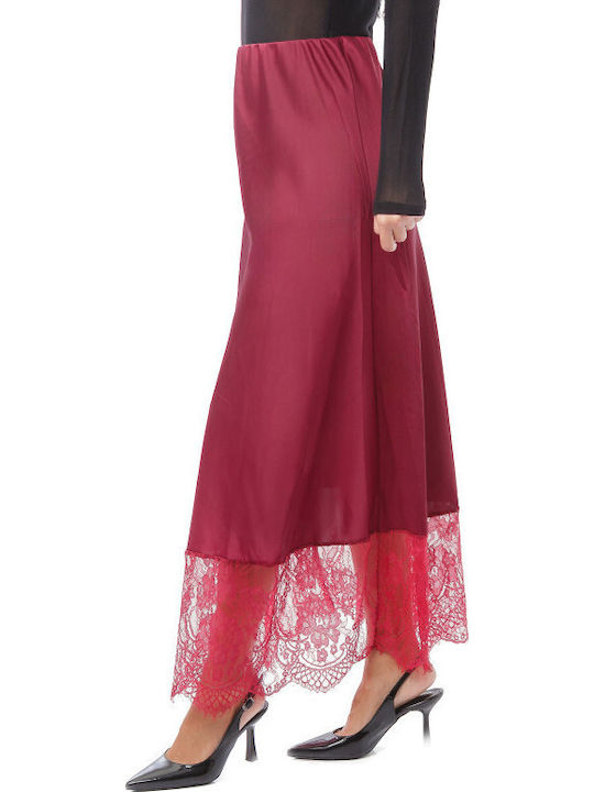 Satin Midi Fustă Burgundy