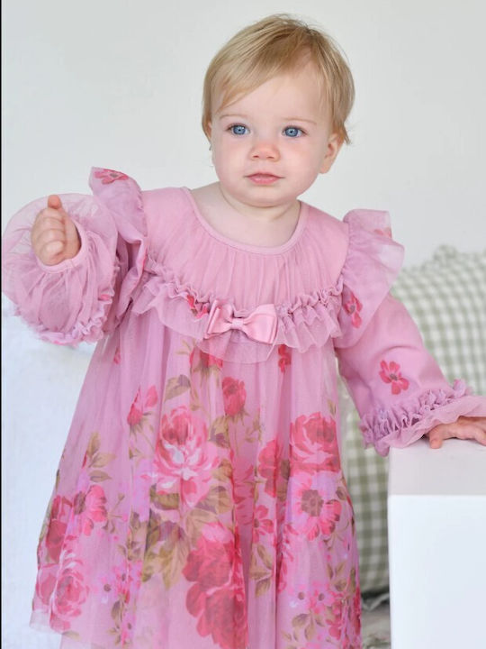 Παιδικό Φόρεμα Αμάνικο Τούλινο Floral Tea Rose