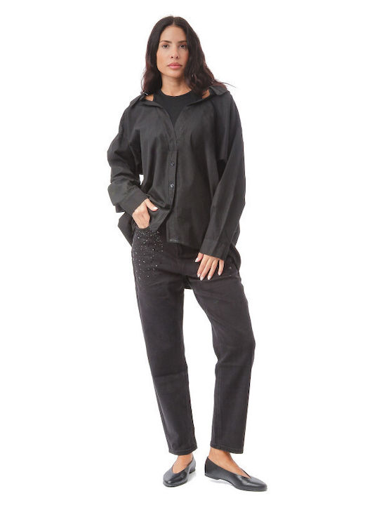 Langärmelig Damen Hemd Black