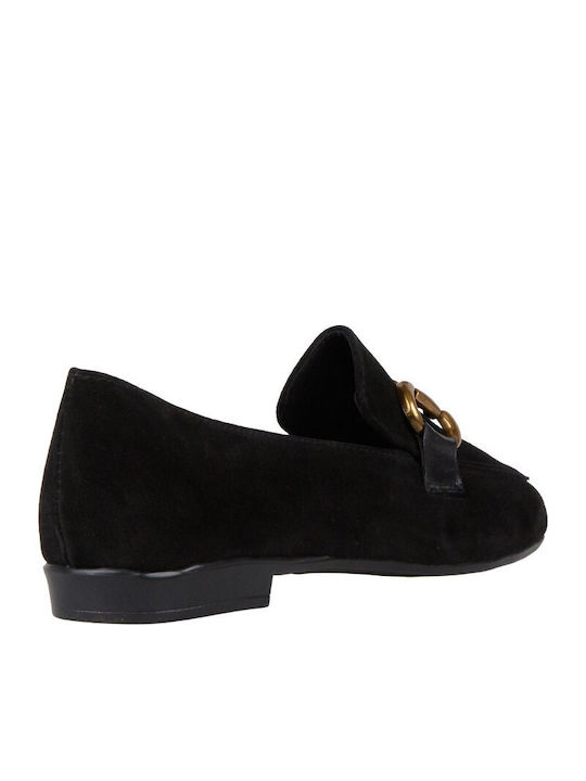 Leather Women's Loafers in Black Color