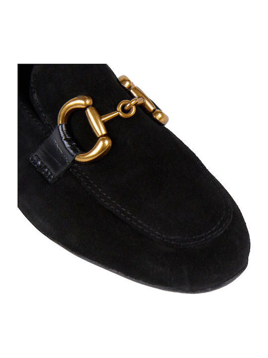 Leather Women's Loafers in Black Color