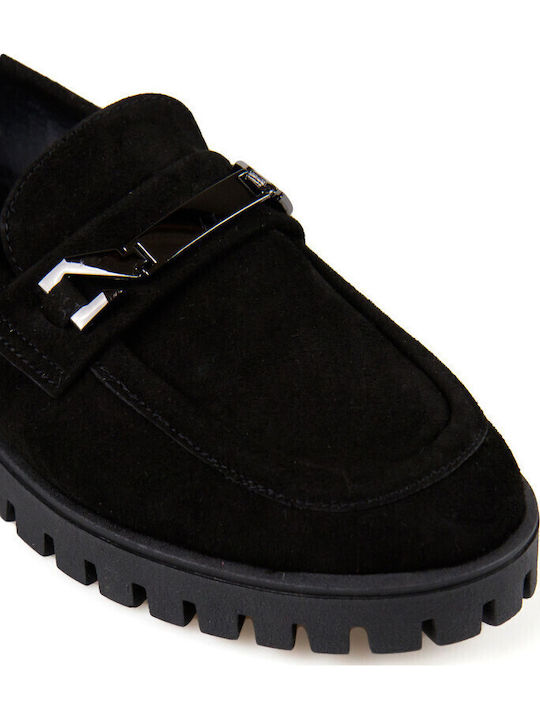 Δερμάτινα Γυναικεία Loafers σε Μαύρο Χρώμα