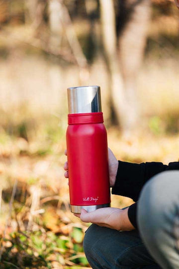 Vialli Design Fuori Bottle Thermos Stainless Steel 1lt Red