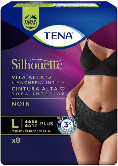 Tena Plus Πάνες Ακράτειας Large σε Μαύρο Χρώμα 8τμχ