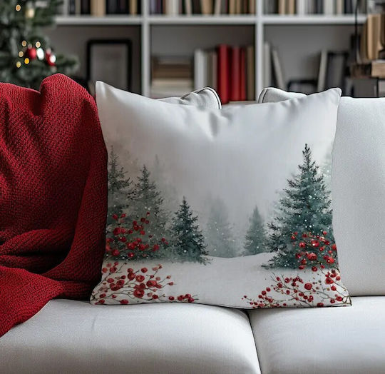 By Queen Limited Festive Edition Μαξιλαροθήκη Χριστουγεννιάτικο Τοπίο 45x45εκ