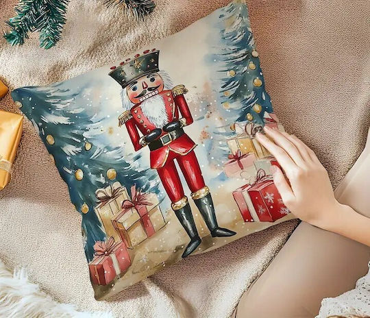By Queen Limited Festive Edition Pillow Case with Nutcracker and Gifts 45x45cm
