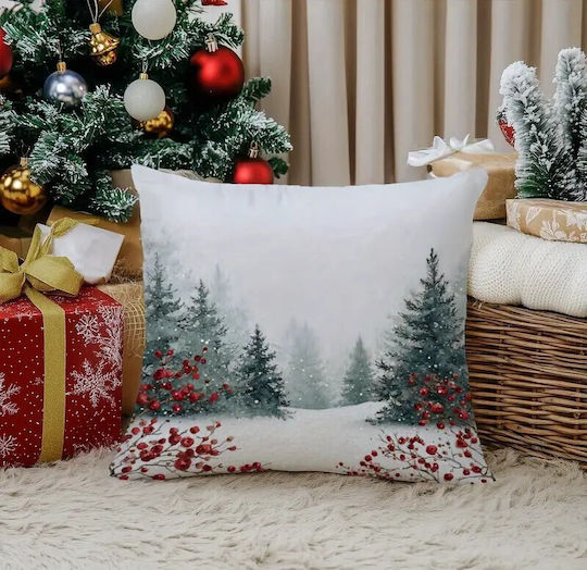 By Queen Limited Festive Edition Μαξιλαροθήκη Χριστουγεννιάτικο Τοπίο 45x45εκ