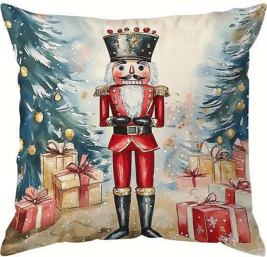 By Queen Limited Festive Edition Pillow Case with Nutcracker and Gifts 45x45cm