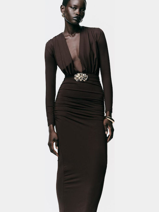 Midi Abendkleid Braun
