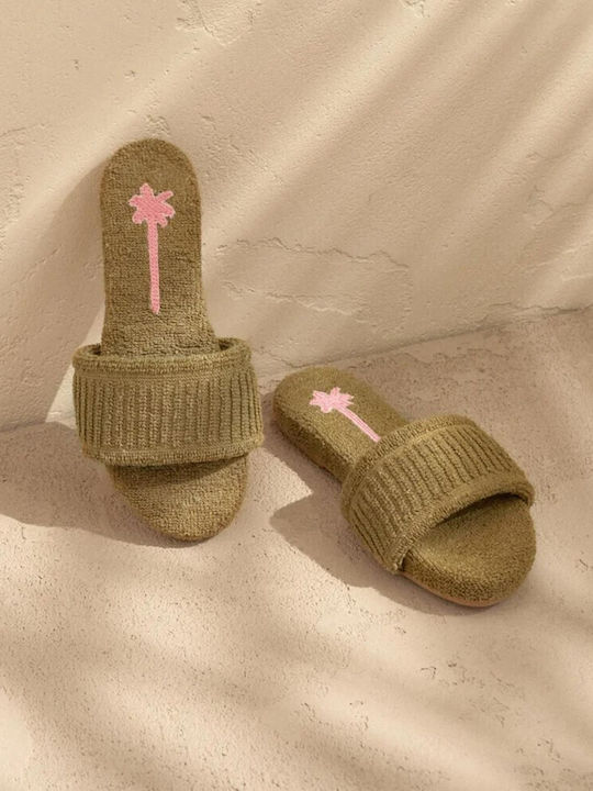 Flache Sandalen für Damen in Khaki Farbe