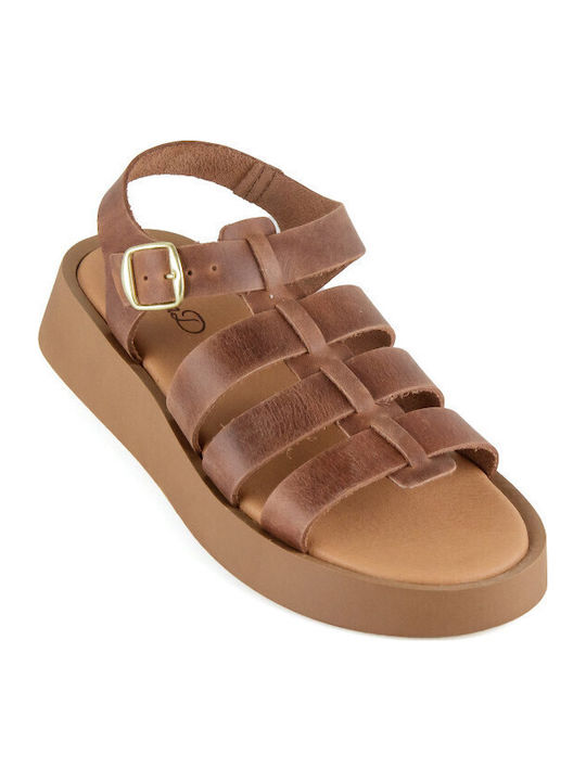 Sandale Casual Damă Gladiator Flatforme Maro