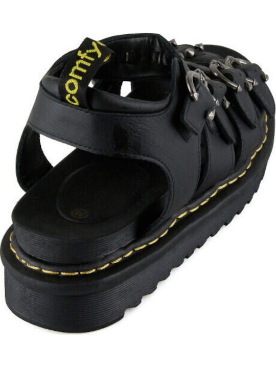 Women's Flat Sandals Flatforms in Black Color