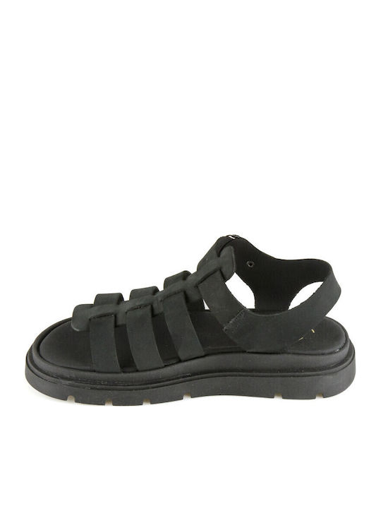 Дамски Кожени Сандали Gladiator Flatforms Черни