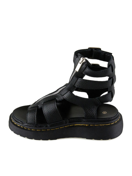 Γυναικεία Σανδάλια Gladiator Flatforms Μαύρα