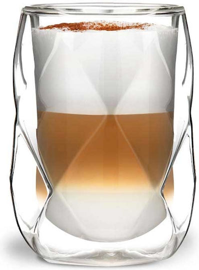 Vialli Design Set Brillen Wasser / Kaffee / Freddo Glas Braune 350ml 2Stücke