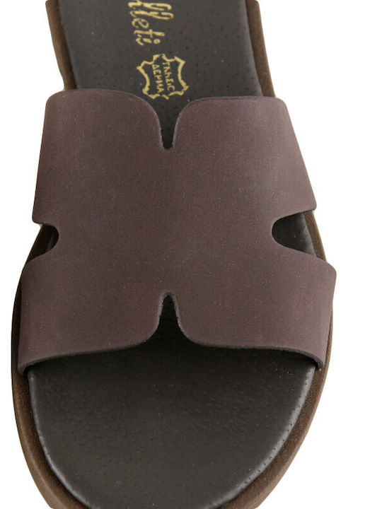 Leder Flache Sandalen für Damen in Braun Farbe