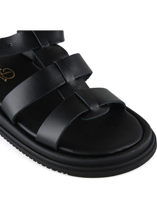 Дамски Кожени Сандали Gladiator Flatforms Черни
