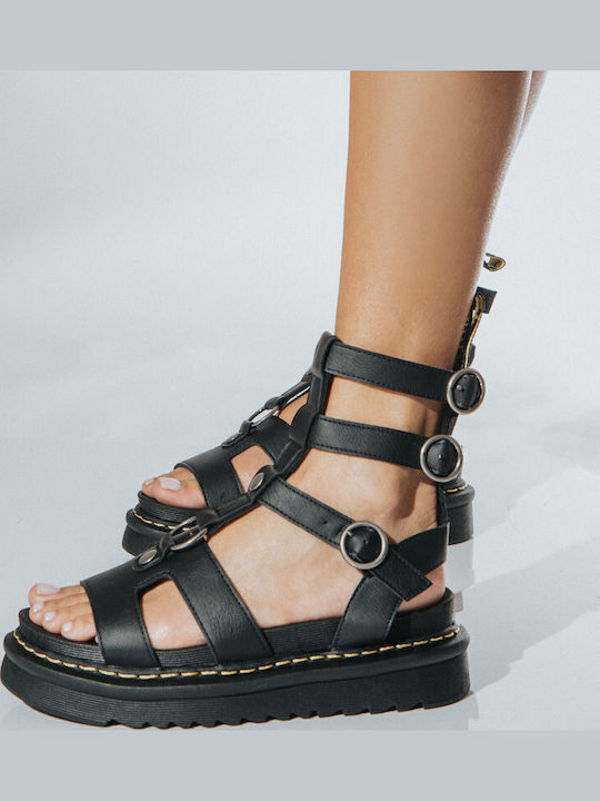 Γυναικεία Σανδάλια Gladiator Flatforms Μαύρα