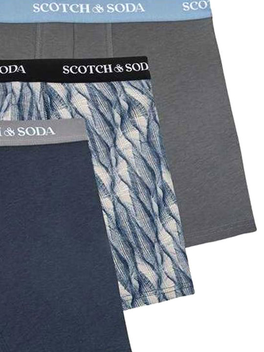 Scotch & Soda Slipi bărbătești 3Pachet Blue/grey