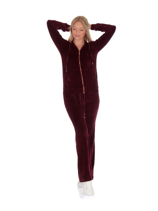 Sweatpants Set Velvet Burgundy