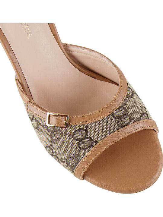 Mules with Heel in Brown Color