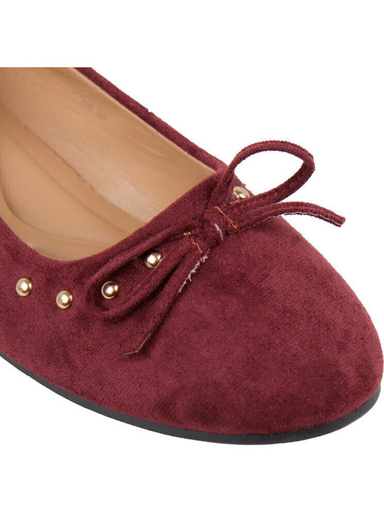 Pantofi balerini pentru femei in Burgundy Culori