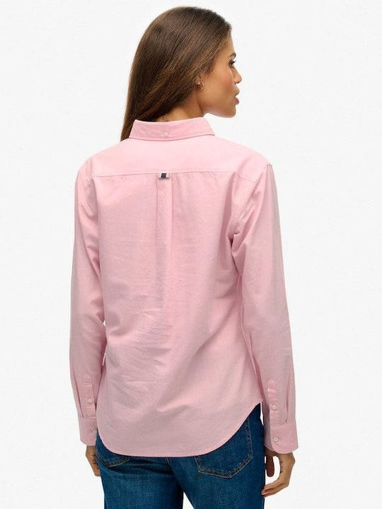 Long Sleeve Women's Cotton Shirt Pink