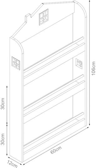 Βιβλιοθήκη Τοίχου Ξύλινη Λευκή 60x12x106cm