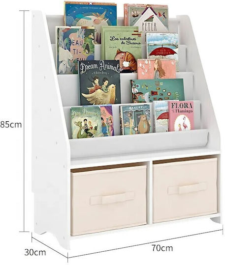 Bibliotecă pardoseală Metal Alb 70x30x85cm
