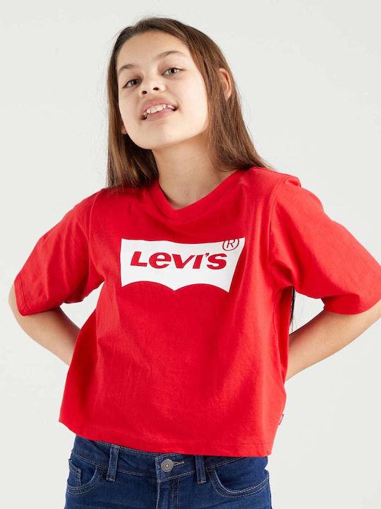 Kinder-Crop-Top Kurzarm Rot
