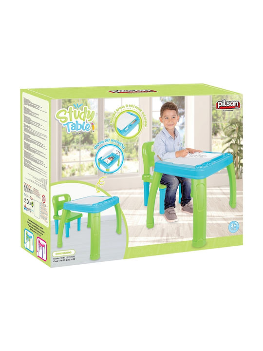Set Masă cu Scaune pentru Copii Albastru Pilsan