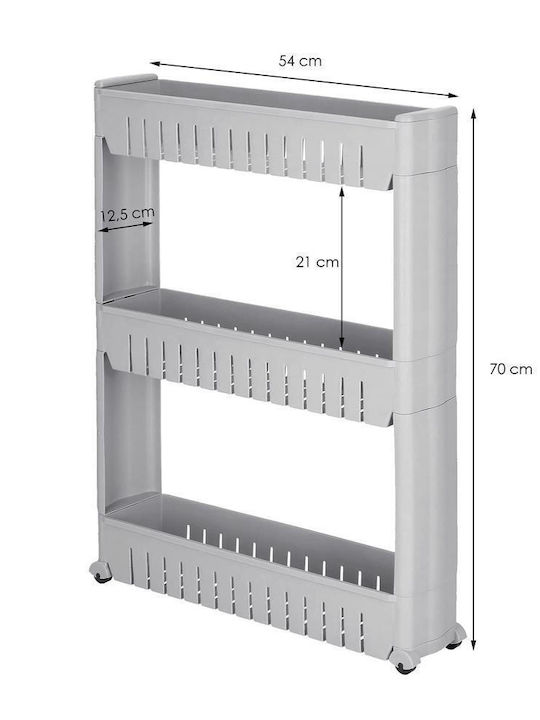 Troler De Bucătărie Din Plastic Cu 3 Locuri Gri 54x13x70cm