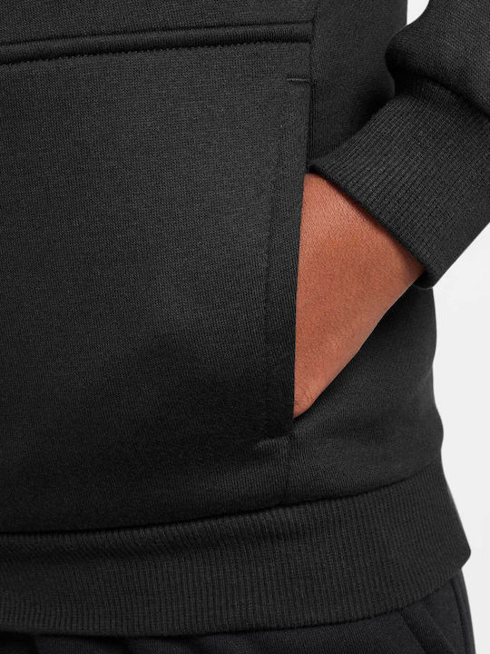 Fleece Παιδικό Φούτερ με Κουκούλα και Τσέπες Μαύρο