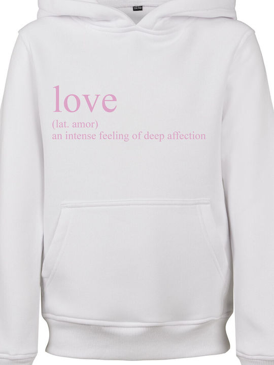 Fleece Kinder-Sweatshirt mit Kapuze und Taschen Weiß